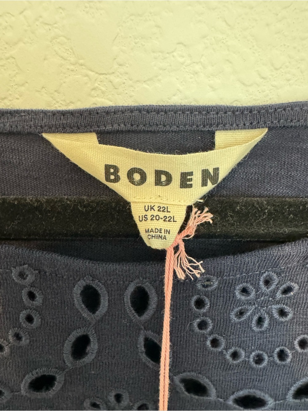 Boden Florrie Embroidered Eyelet Cap Sleeve Cotton Navy Blue Jersey Dress - Picture 7 of 9